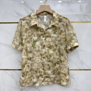 846专柜正品新款夏季女装翻领开衫大码妈妈装单层透气雪纺衫上衣