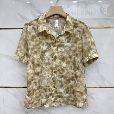 846专柜正品新款夏季女装翻领开衫大码妈妈装单层透气雪纺衫上衣