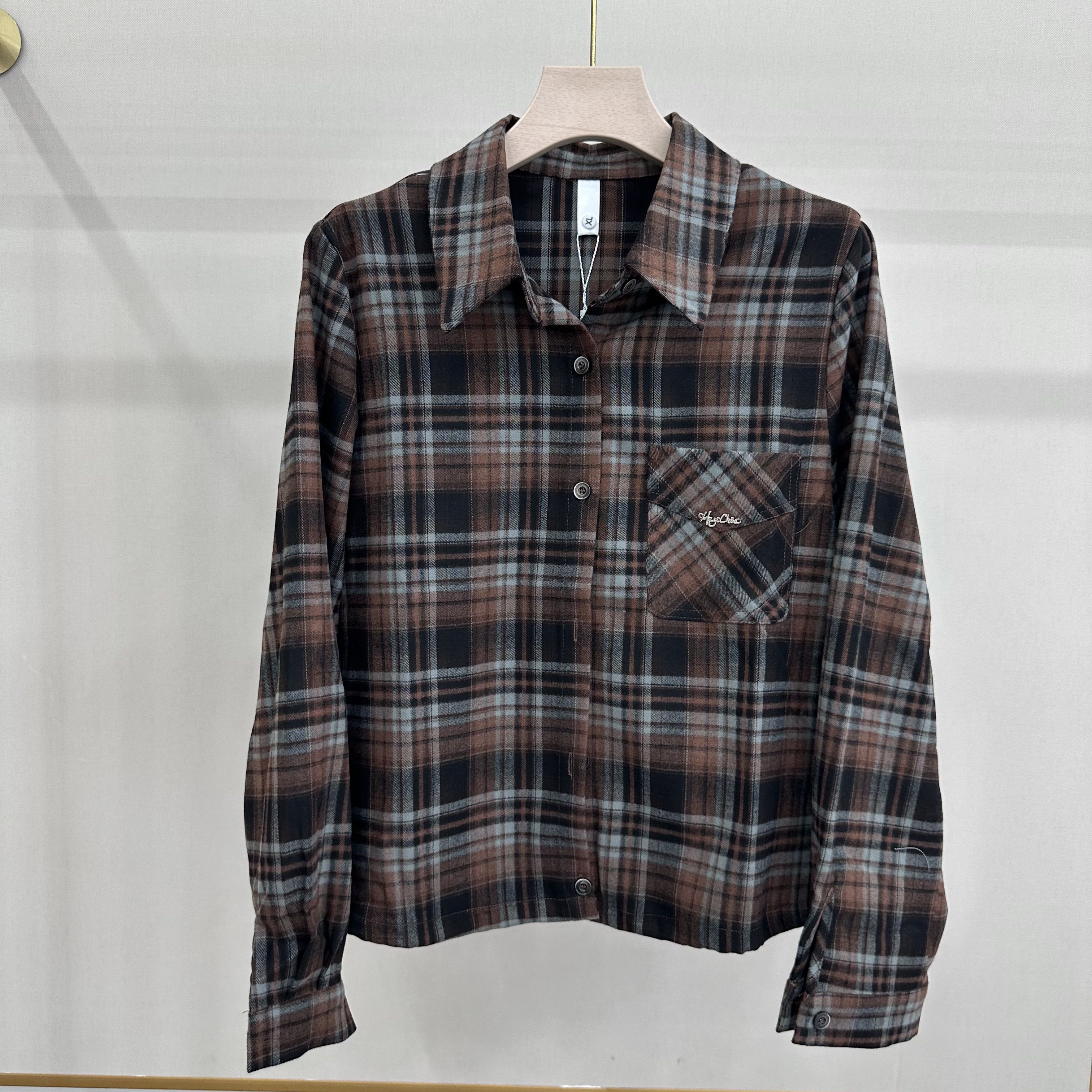 8812专柜正品新款秋季女装时尚格子大码妈妈装短款打底衬衫上衣12