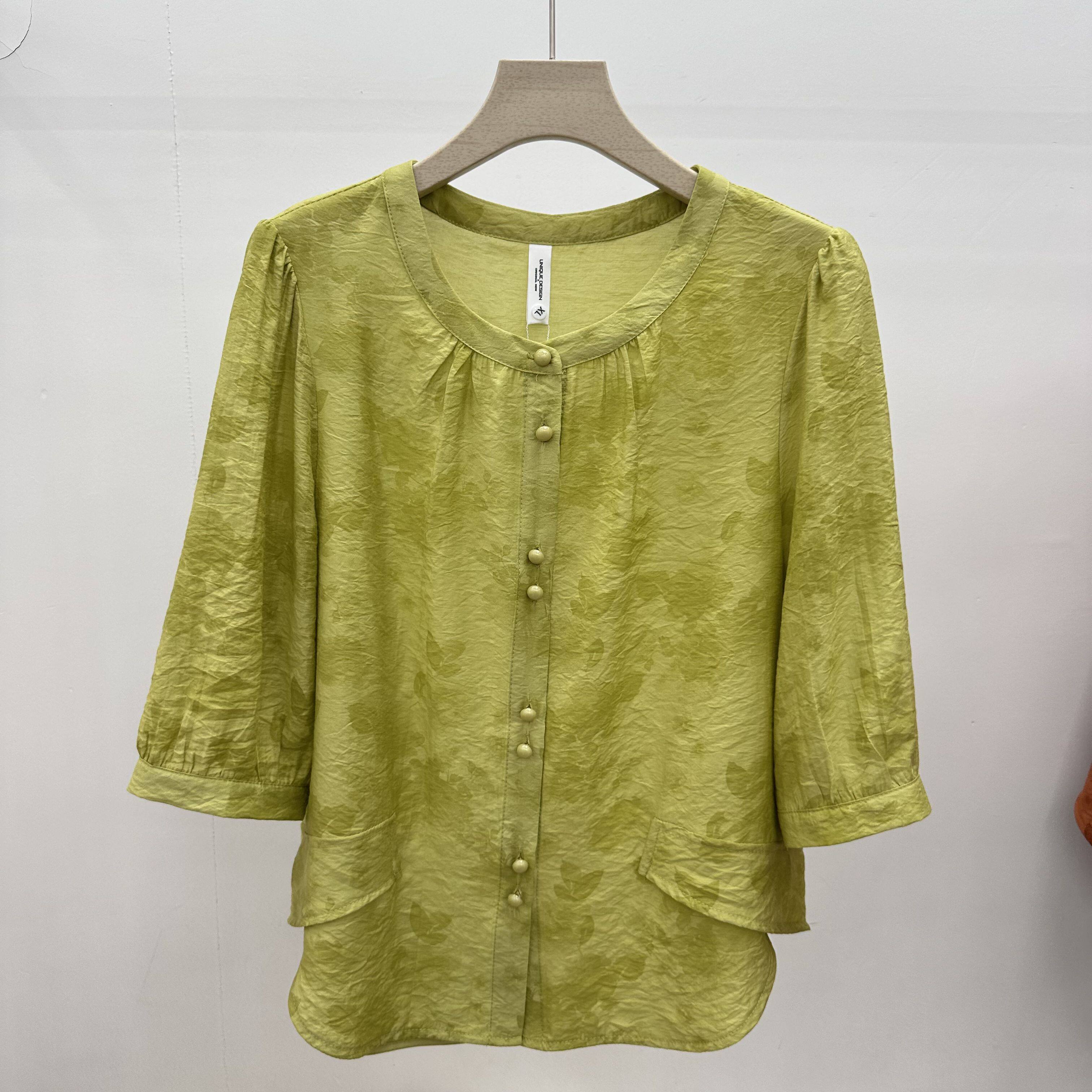 鑫思瑜26s-32专柜正品新款夏季女装时尚圆领七分袖妈妈装衬衫上衣