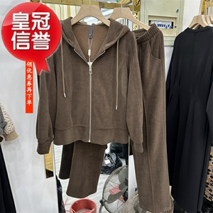 欣金妮娅88B37专柜正品新款秋季女装开衫连帽上衣+裤子两件套装37
