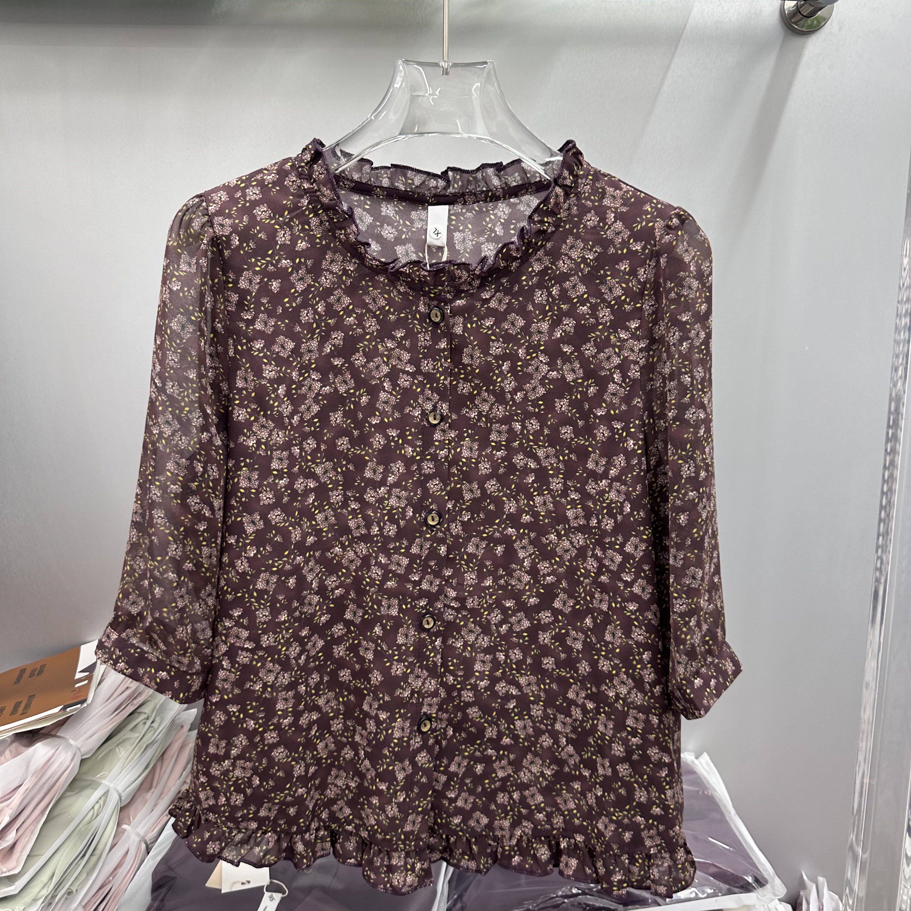 鑫远傲88A-40专柜正品新款夏季女装时尚七分袖开衫妈妈装雪纺衫40