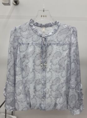 6612专柜正品新款春季女装时尚套头长袖大码妈妈装打底透气雪纺衫