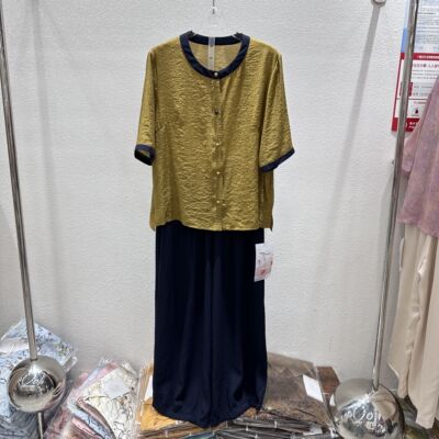 鑫依秀2610专柜正品新款夏季女装圆领中袖上衣+裤子妈妈装两件套