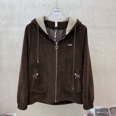 金宝丽C809专柜正品新款秋季女装时尚连帽灯芯绒妈妈装打底短外套