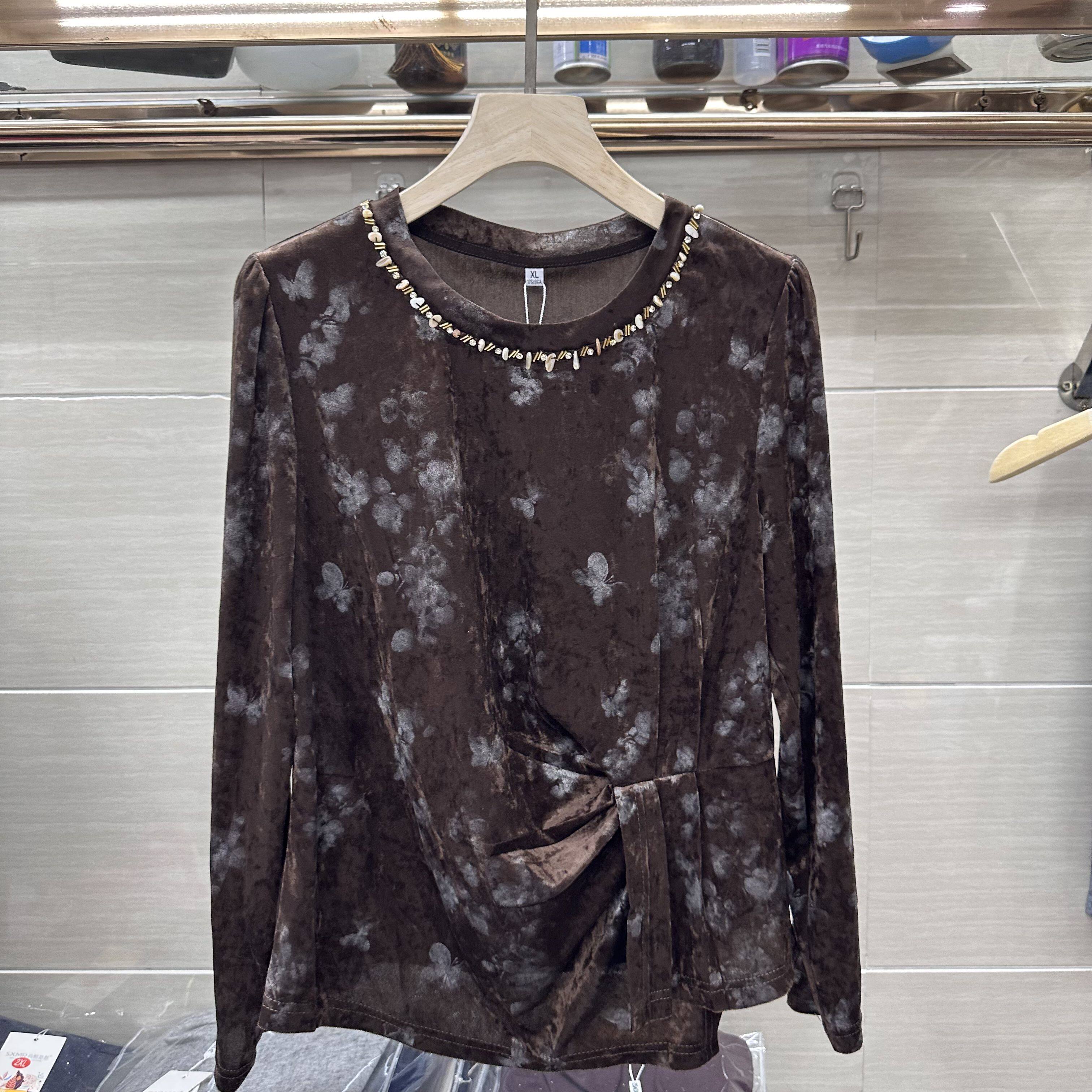 SXMR25-B12专柜正品新款秋季女装时尚圆领长袖打底弹力丝绒上衣12
