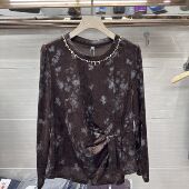 秋季 新款 女装 时尚 打底弹力丝绒上衣12 SXMR25 圆领长袖 B12专柜正品