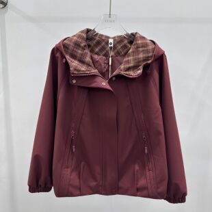 新款 妈妈装 秋季 连帽宽松休闲夹克衫 短外套AA 女装 25B808专柜正品