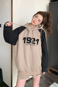 档口现货 2023新款 撞色拼接印花连帽卫衣266-2318-P95K148图片