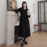 档口现货两色撞色包边碎花植绒连衣裙266-2225，女装连衣裙，浙宝266