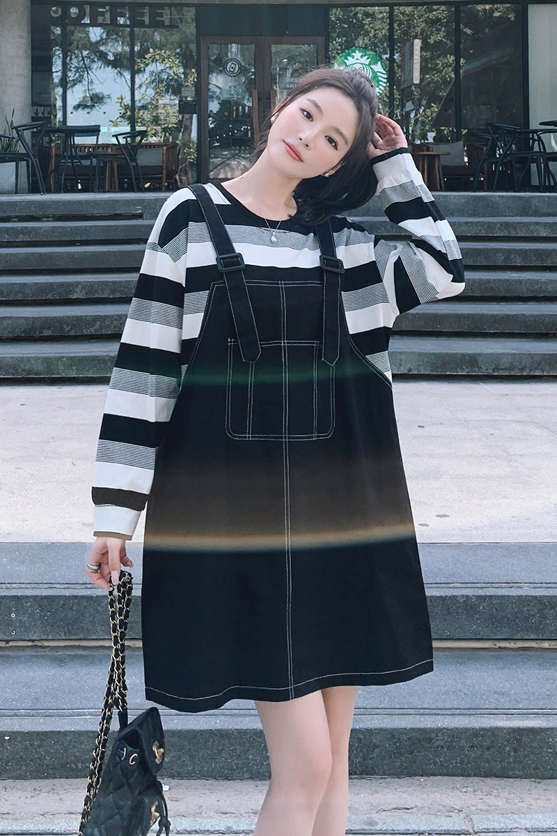 大货已出新款条纹撞色假两件连衣裙266-2319-P115K168,女装连衣裙,浙宝266