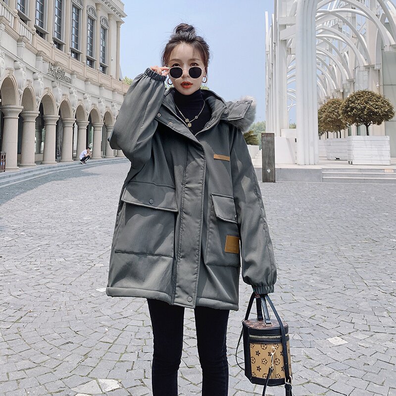 档口现货超高性价比贴标派克服仿兔毛内里266-6817,女装派克服,浙宝266