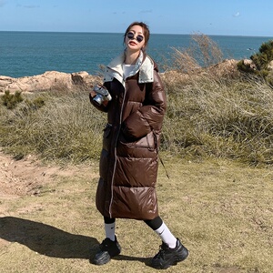 档口现货主推两色撞色拼接长款羽绒服 标90绒266-7716图片