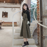 档口现货主推格子拼接假两件连衣裙266-2211，女装连衣裙，浙宝266