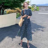 14号出盐缩全棉碎花品质高撞色包边连衣裙266-6672-P105K158，女装连衣裙，浙宝266