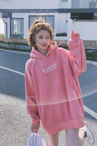 2021新款特色镶边两色连帽卫衣266-6615-P85K138,女穿搭常年可以穿图片