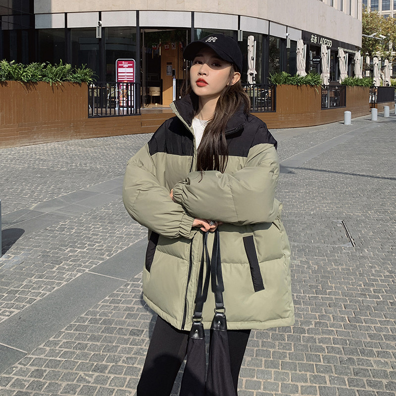 大货已出高性价比黑绿撞色拼接羽绒服90绒266-6008,女装羽绒服,浙宝266