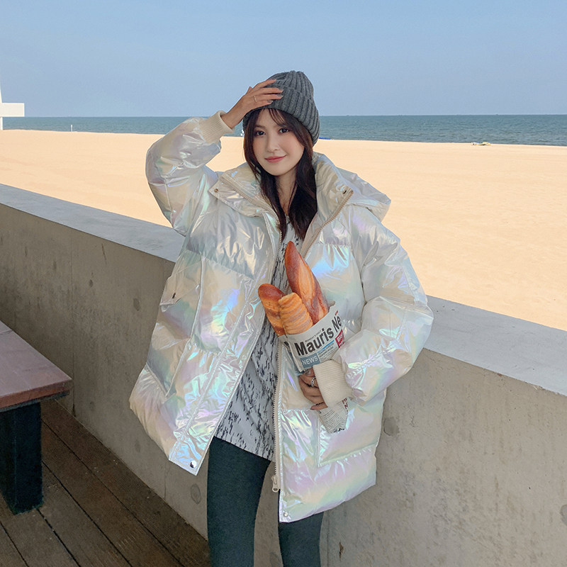档口现货数据好主推镭射炫彩亮面连帽棉衣266-6801-P135K198,女装棉衣/棉服,浙宝266