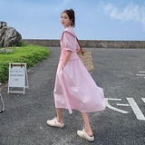 15号出货双层娃娃领收腰压皱两色泡泡袖连衣裙266-6673-P105K158，女装连衣裙，浙宝266