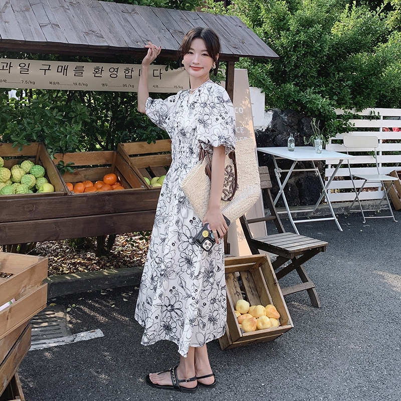 已出货新款泡泡袖碎花连衣裙266-3317-P115K168,女装连衣裙,浙宝266