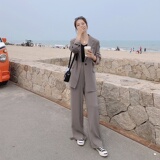 现货2021特色后背高开叉纽扣西装阔腿裤套装266-6699-P155K218，女装套装/套裙，浙宝266