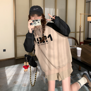档口现货 2023新款 撞色拼接印花连帽卫衣266-2318-P95K148图片