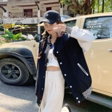 档口现货主推2023新款棋盘格撞色棒球服266-2266，女装短外套，浙宝266