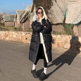 档口现货主推两色撞色拼接长款羽绒服标90绒266-7716，女装羽绒服，浙宝266