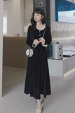 档口现货网红同款蕾丝花边金丝绒竖条连衣裙266-6685-P115K168，女装连衣裙，浙宝266