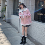现货新款粉色麂皮羊羔毛皮毛一体266-2373-P185K268，女装棉衣/棉服，浙宝266