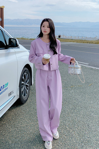 现货 主推 新款 丁香紫小香风西装套装266-2361-P150K21图片