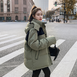 大货已出 黑绿撞色拼接连帽羽绒服90绒266-3008-P265K398图片