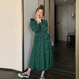 档口现货网红绿色碎花一片式连衣裙266-2323-P125K178，女装连衣裙，浙宝266