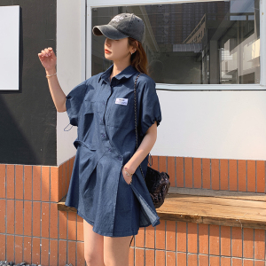 又a又飒穿搭薄牛仔套装女夏2025新款设计感衬衫配阔腿短裤两件套图片