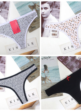 厂清欧美tback纯色T裤全棉蕾丝边无痕性感中低腰纯棉裆丁字内裤女