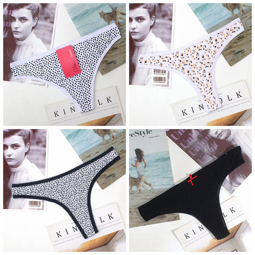 tback纯色T裤全棉低腰丁字内裤女