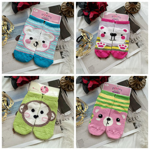 秋冬季 女袜子地板袜防脚冷可爱卡通珊瑚绒保暖居家毛巾袜 保暖厚款