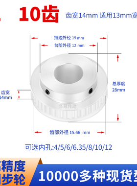 同步轮XL10齿宽14台内孔4 5 6 6.35 8HTPA10XL50现货皮带同步带轮