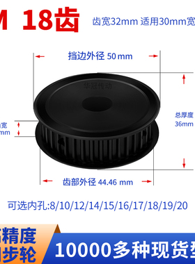 同步轮8M18齿宽32内孔12 14 15 16 17 18 192045现货皮带同步带轮