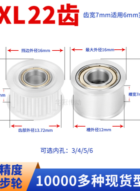 MXL22齿同步轮涨紧面轴承齿宽7内孔34/5/6/8惰轮现货皮带同步带轮