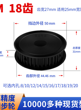 同步轮8M18齿宽27内孔12 14 15 16 17 18 192045现货皮带同步带轮