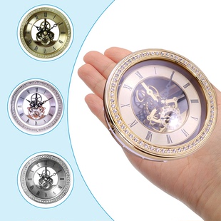 镶钻透视镂空钟头欧式圆形齿轮钟DIY创意客厅工艺品座钟配件钟胆