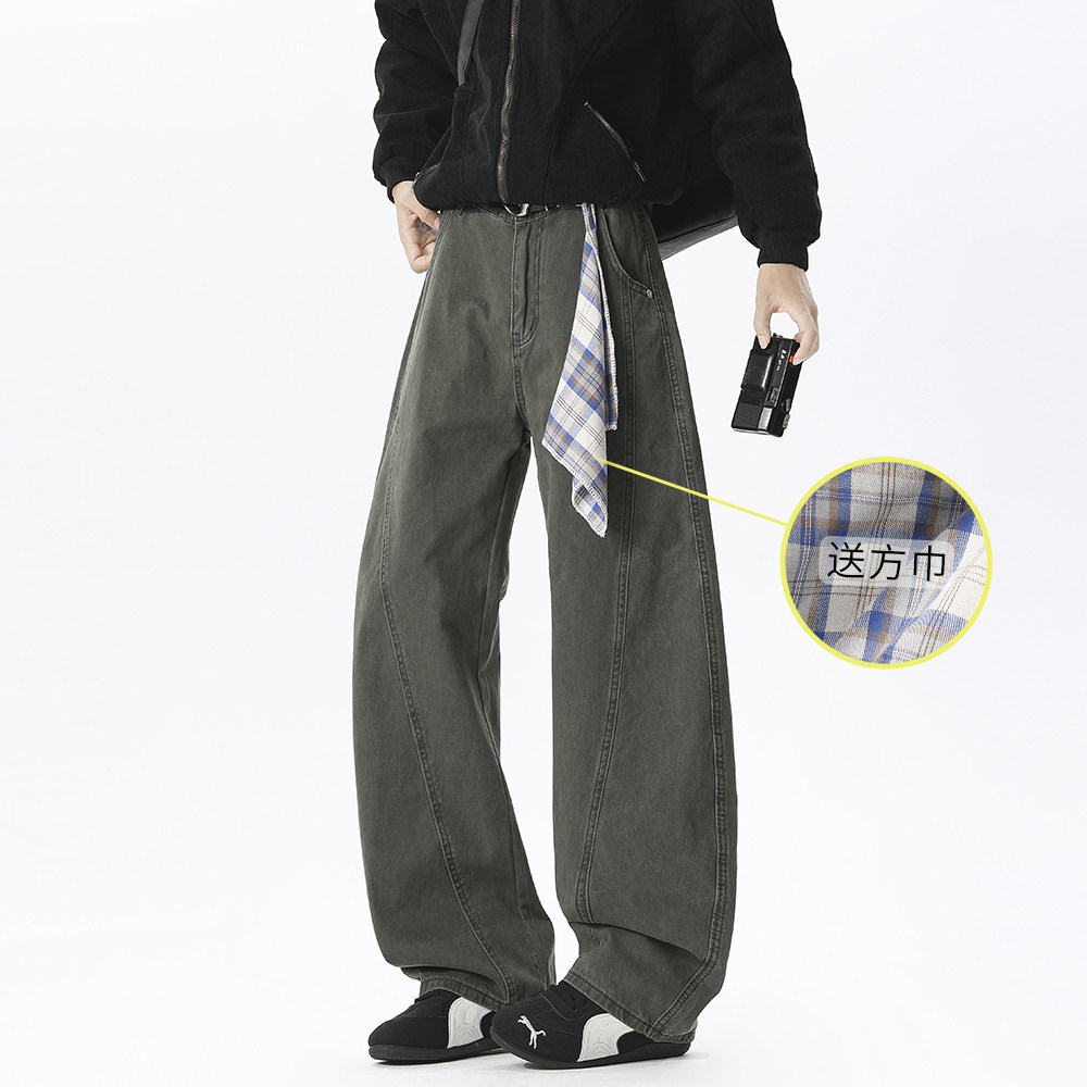 A440-K329-特P45重工水洗棉布休闲裤送方巾，男装休闲裤，电商A440