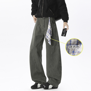 A440-K329-特P45 重工水洗棉布休闲裤 送方巾，男装休闲裤，电商A440