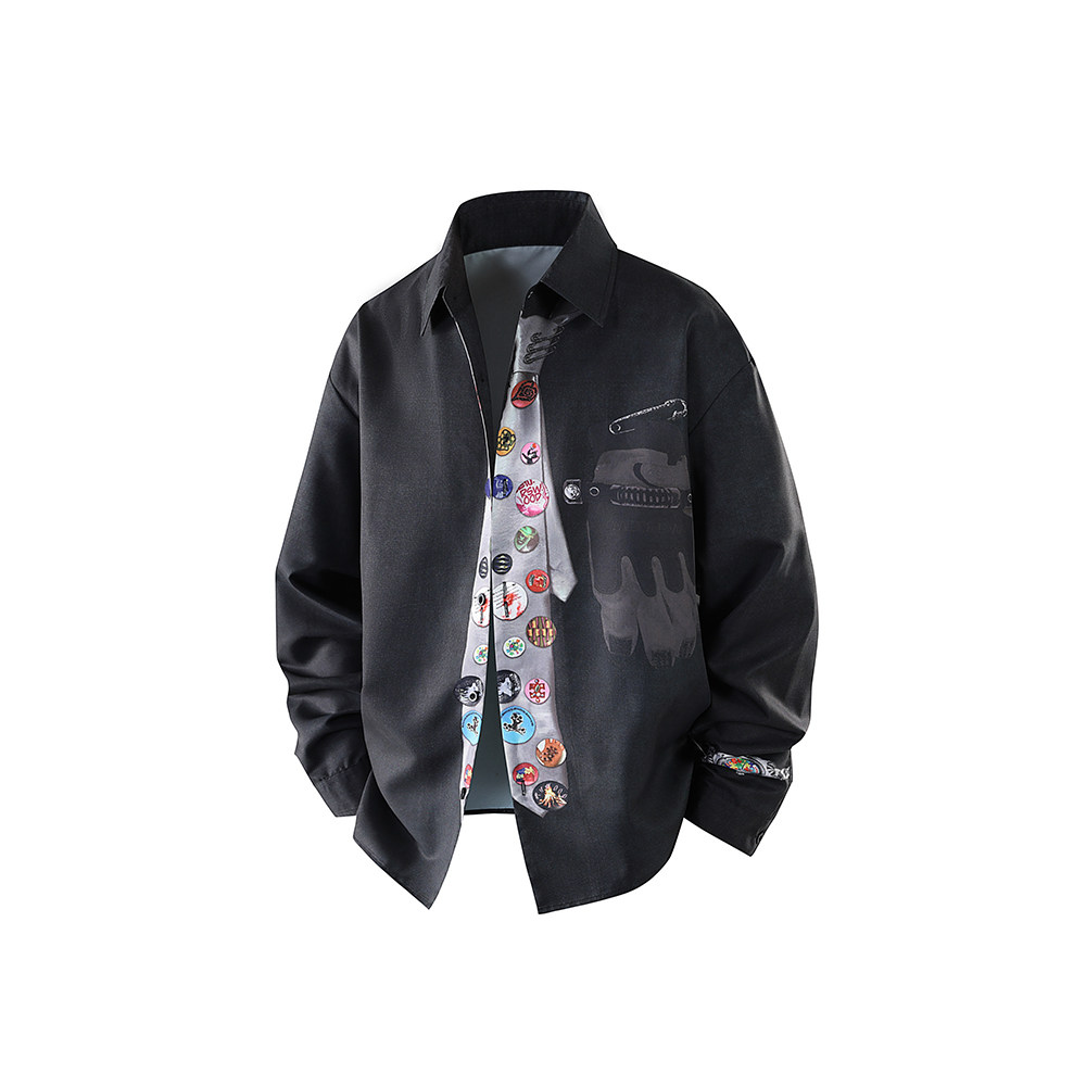 A440-CS2005-P58春季新款印花领带衬衫，男装衬衫，电商A440