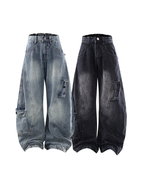 A440-K552-特P60 水洗大口袋 弯刀牛仔裤