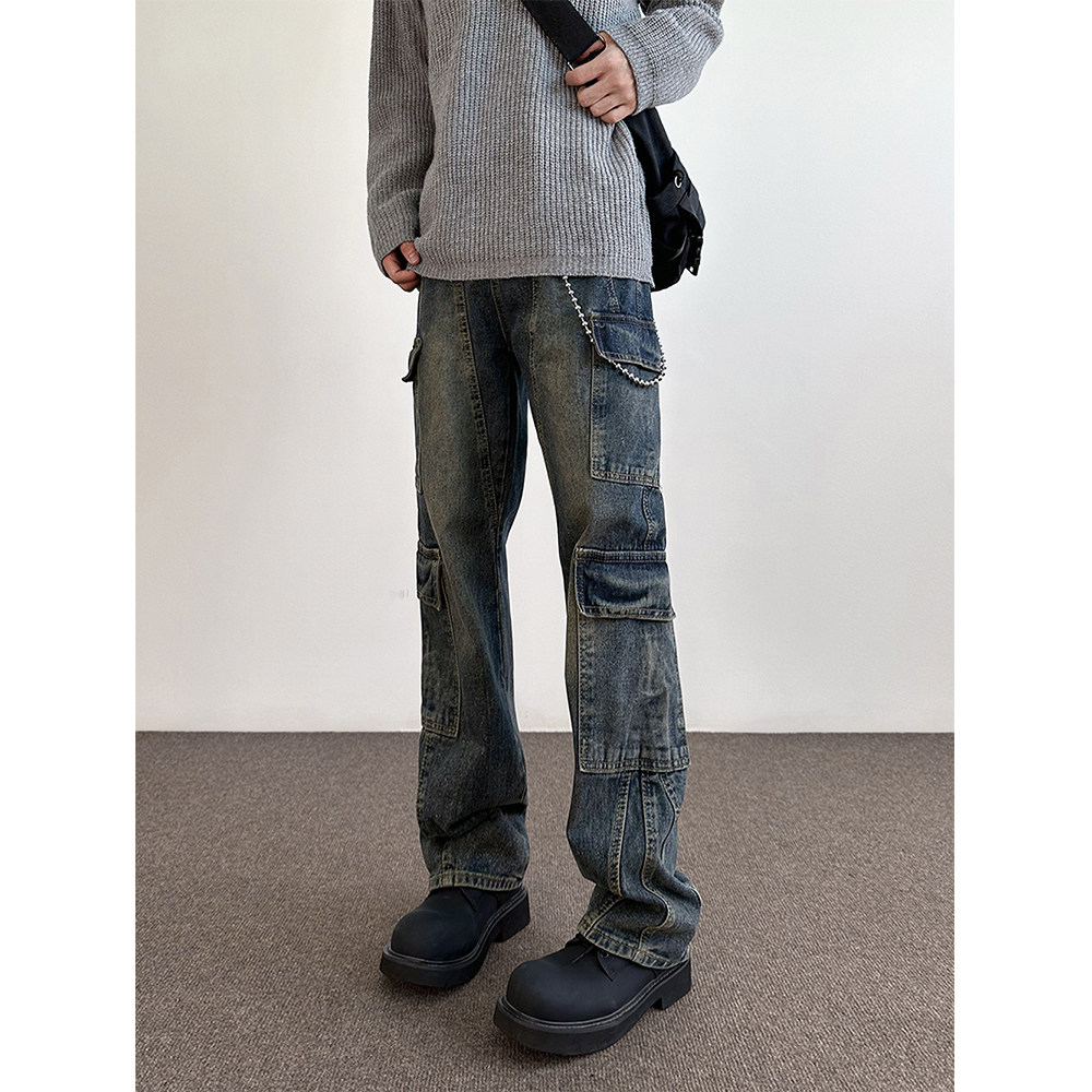 A440-DDH8087-P752026年春季新款水洗复古工装牛仔裤，男装牛仔裤，电商A440