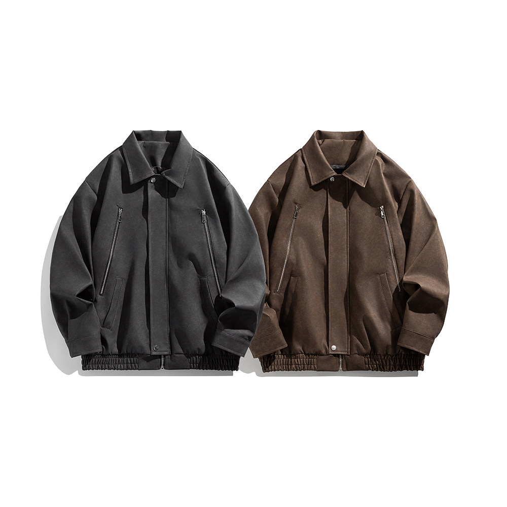 A440-JK0806-P88复古做旧拉链口袋皮衣夹克外套，男装夹克，电商A440