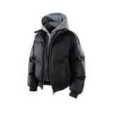 A440-MY2549-特P95假两件连帽拼接PU皮棉衣，男装棉衣，电商A440