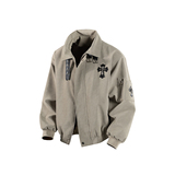 A440-JK1606-特P78贴皮十字架翻领短款夹克，男装夹克，电商A440